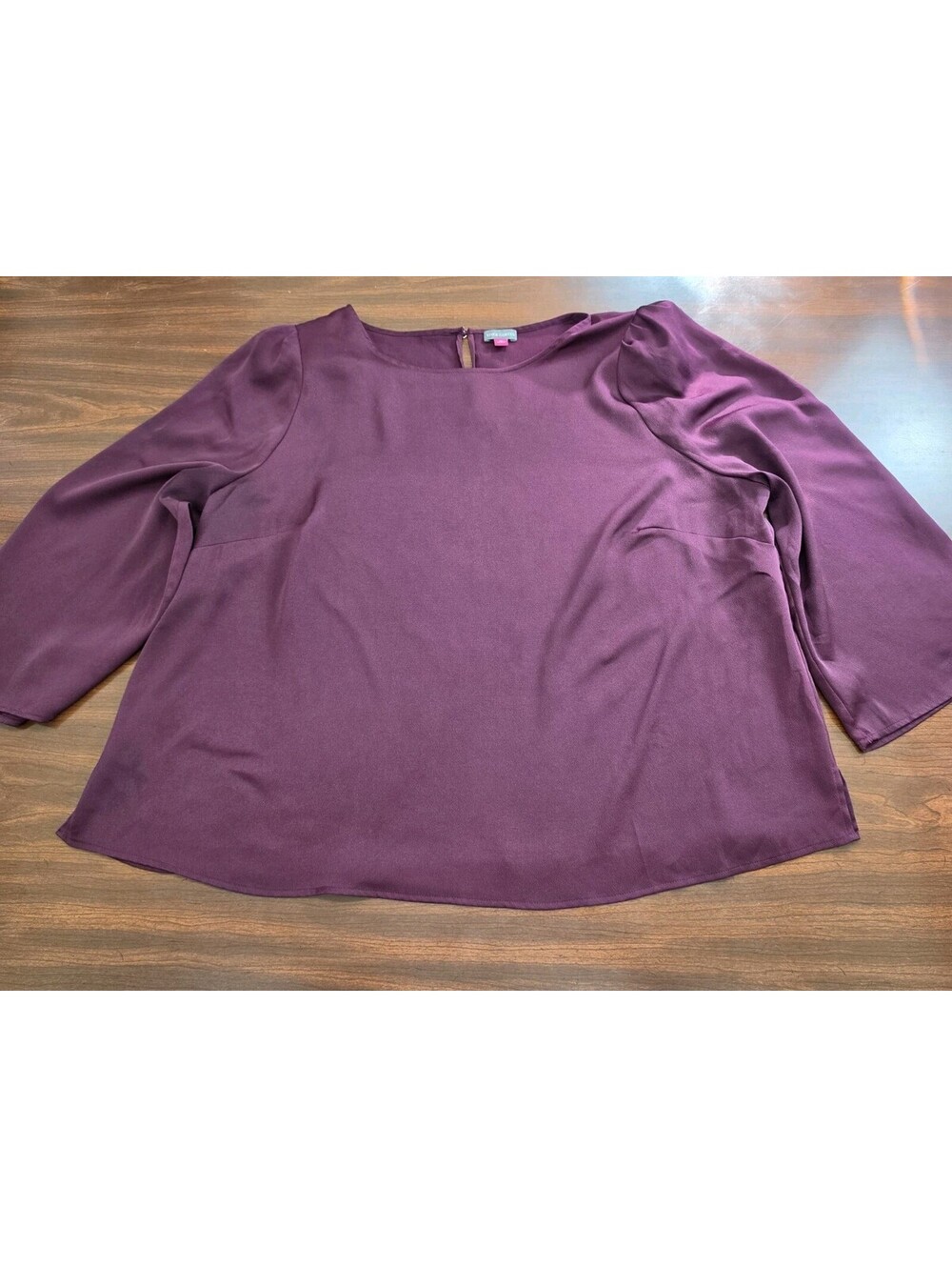 Vince Camuto 3X Burgundy Plum Long Sleeve Keyhole Crepe Top Workwear Plus Size